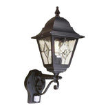 Norfolk Black Metal Outdoor Wall Lantern with PIR Sensor
