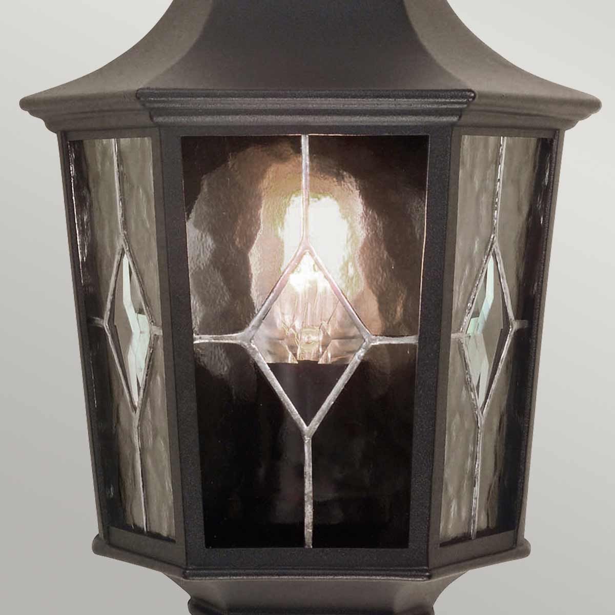 Norfolk Black Metal Half Lantern with Glass Panels