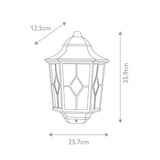 Norfolk Black Metal Half Lantern with Glass Panels