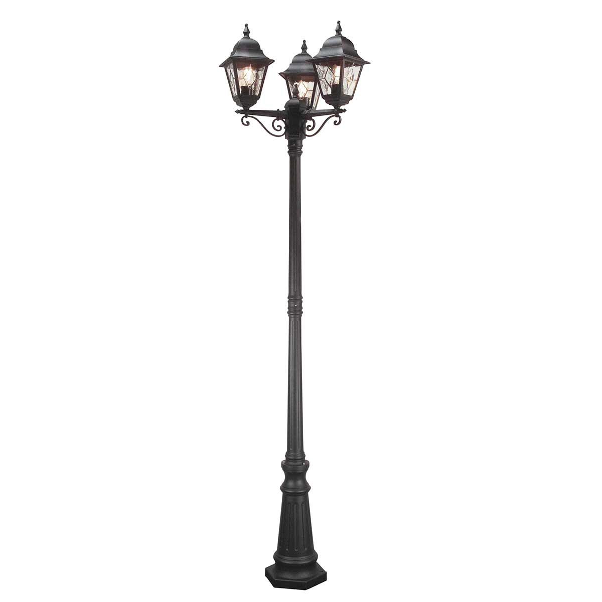 Norfolk Black Triple Lantern Outdoor Post Light