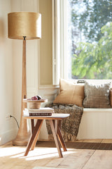 Elegant Jovany Floor Lamp in Matte Brown Wood, 135cm