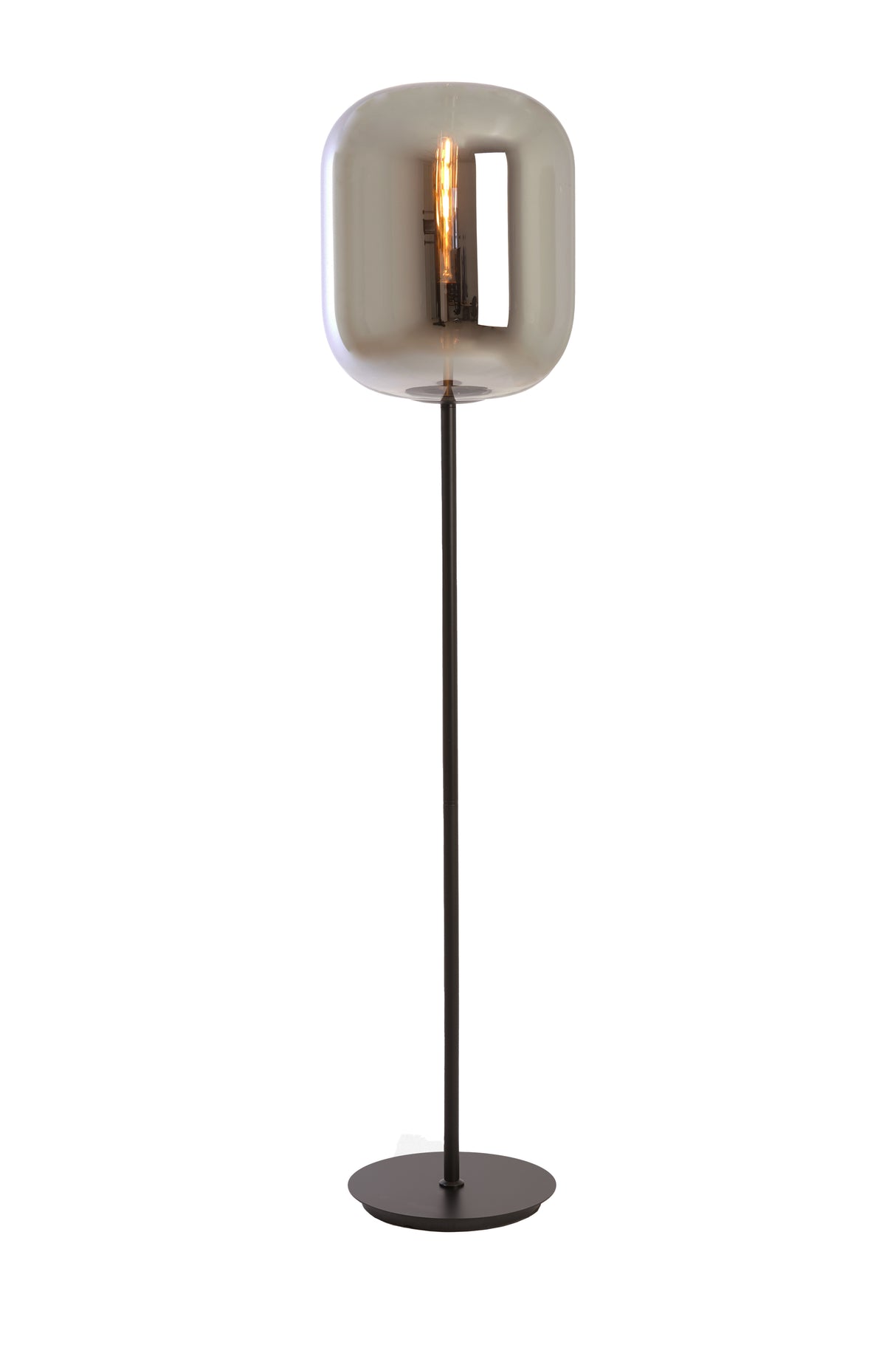Smoked Glass and Black Floor Lamp, 35cm x 160cm, Julia Collection