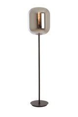 Smoked Glass and Black Floor Lamp, 35cm x 160cm, Julia Collection