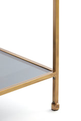 Elegant Aino Glass Cabinet with Smoked Panels and Antique Bronze Finish, 100x34x214 cm