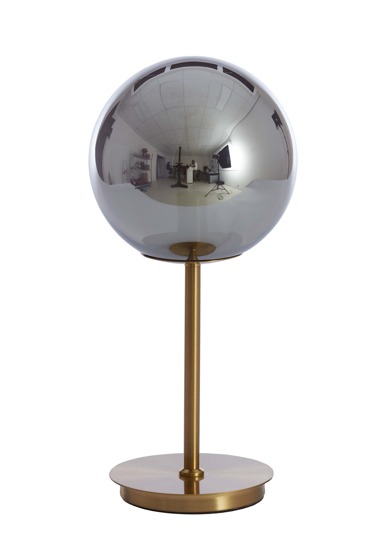 Elegant Glass Table Lamp with Smoky Gold Finish, 20x43 cm