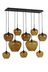 Elegant 10-Light Pendant Lamp with Brown Glass and Matte Black Frame (120x60x110 cm)