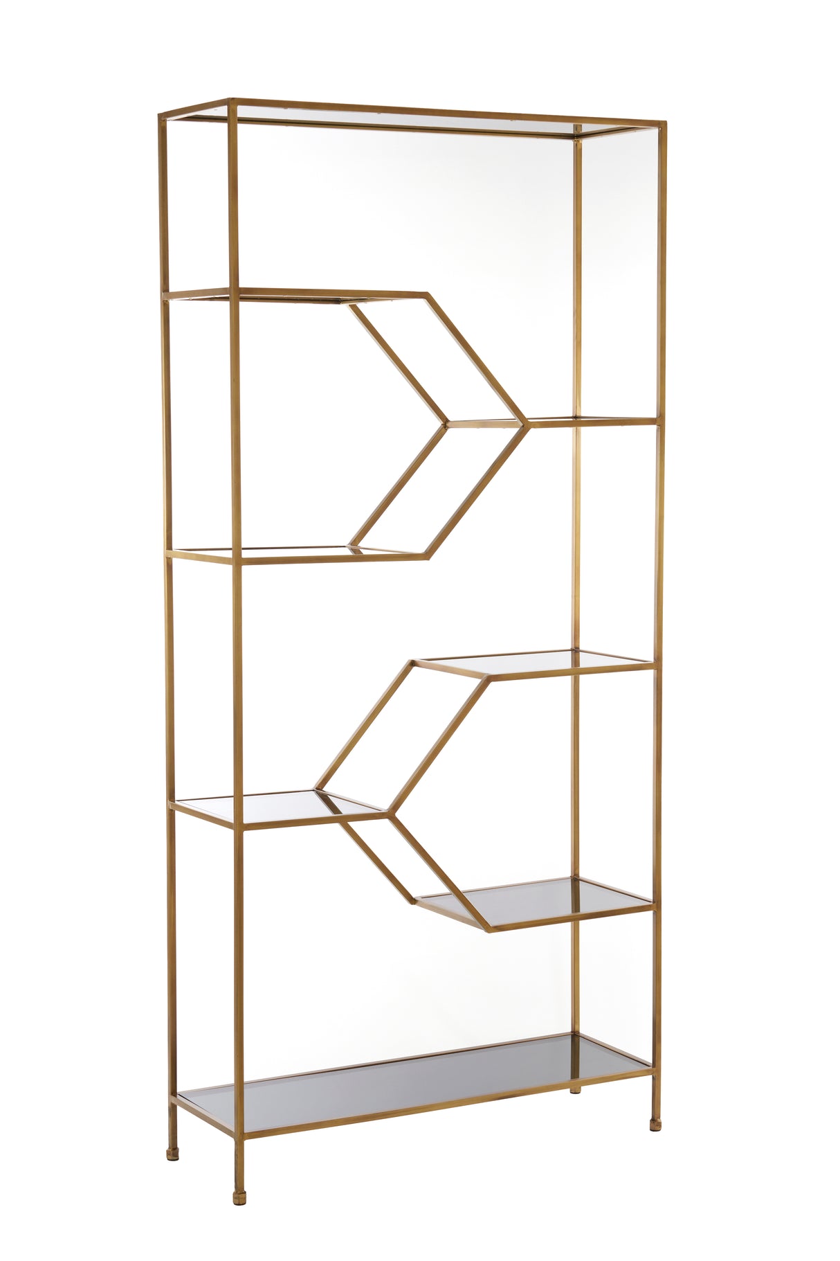 Elegant Aino Glass Cabinet with Smoked Panels and Antique Bronze Finish, 100x34x214 cm