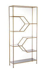 Elegant Aino Glass Cabinet with Smoked Panels and Antique Bronze Finish, 100x34x214 cm