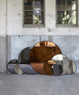 50 cm Round Smoked Glass Mirror with Black Frame