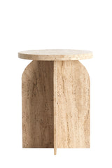 Otinia Travertine Sand Round Side Table Ø41x56 cm