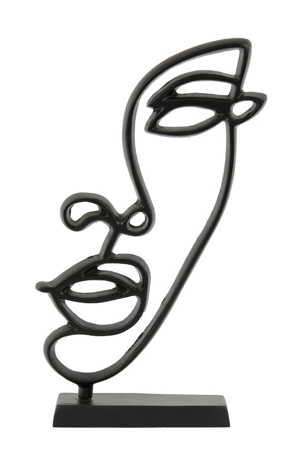 Elegant Black Face Sculpture on Stand, 21x8x40 cm