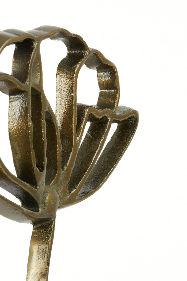 Antique Bronze Poppy Design Ornament with Base - 28x8.5x45 cm