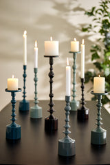 Elegant Black Sheva Candle Holder, 54 cm