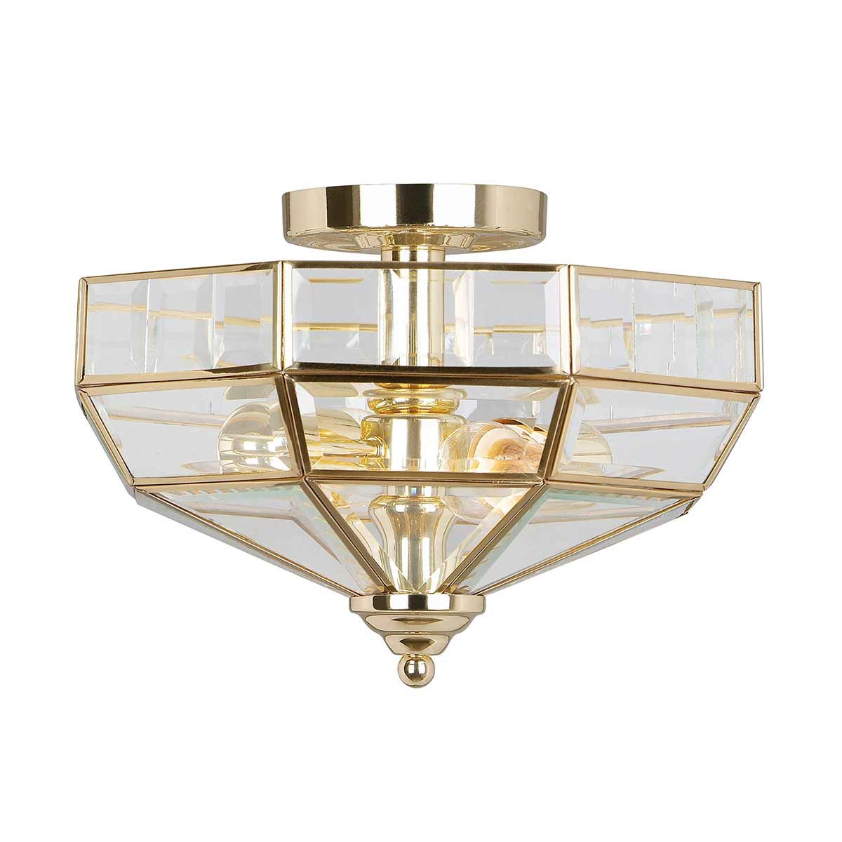 Elegant Old Park Semi-Flush Ceiling Light in Polished Brass