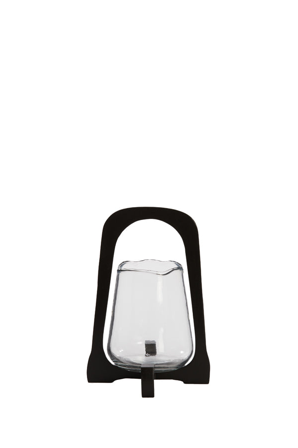 Cyclone Lantern Ø18x26.5 cm Anosy Glass Clear with Black Wood