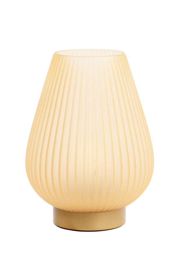 Elegant LED Glass Table Lamp in Matte Peach and Gold, 21x28 cm