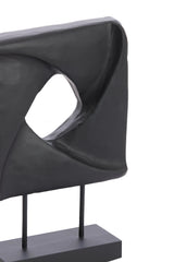 Elegant Black Wooden Ornament on Base - 26x9x38.5 cm
