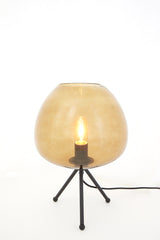 Elegant Mayson Glass Table Lamp in Warm Amber Hue and Matte Black Finish