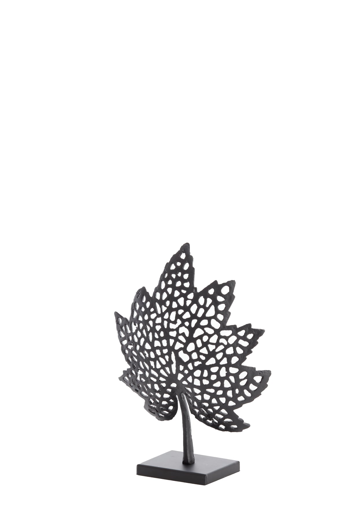 Black Leaf Sculpture on Stand 22x8x30 cm