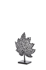 Black Leaf Sculpture on Stand 22x8x30 cm