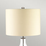 Luminous Glass Sphere Table Lamp with Cream Linen Shade