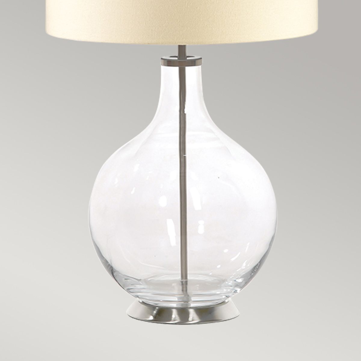 Luminous Glass Sphere Table Lamp with Cream Linen Shade