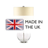 Luminous Glass Sphere Table Lamp with Cream Linen Shade