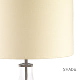 Luminous Glass Sphere Table Lamp with Cream Linen Shade