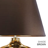 Bronze Metallic Ottoman Table Lamp with Faux Silk Shade