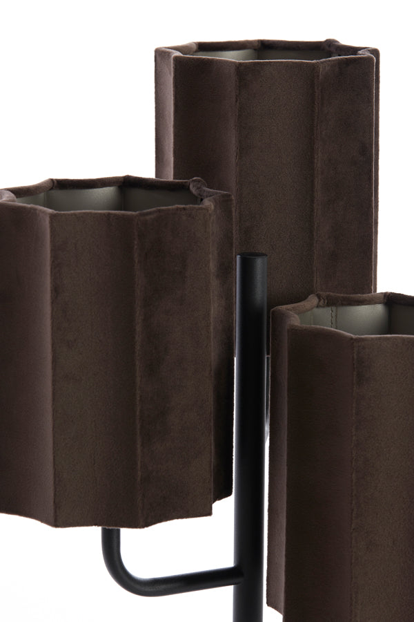 Velvet Harmony Table Lamp, 3 Light, 34x61 cm, Dark Brown with Matte Black Accents