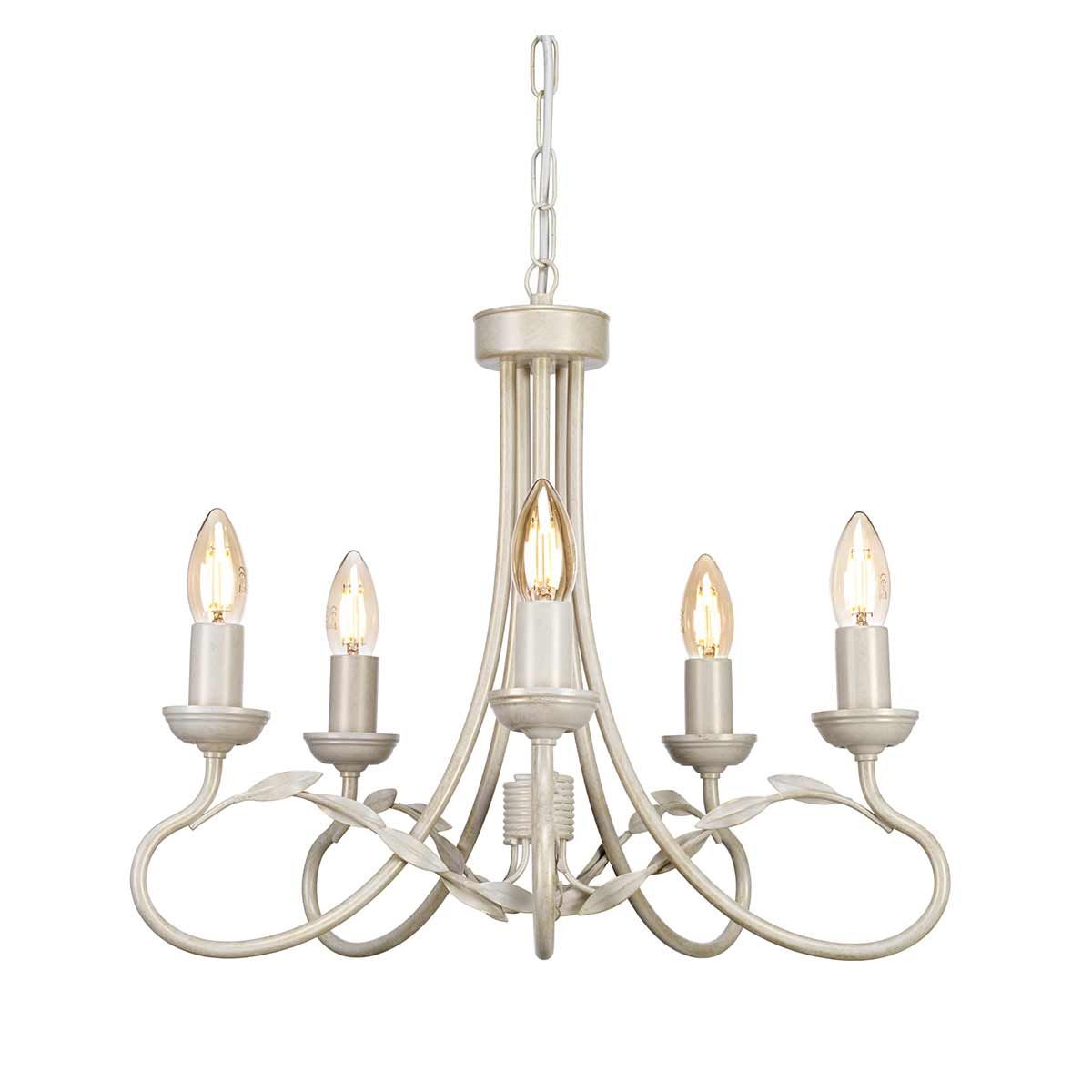 Ivory & Gold Elegance: Olivia 5-Light Chandelier
