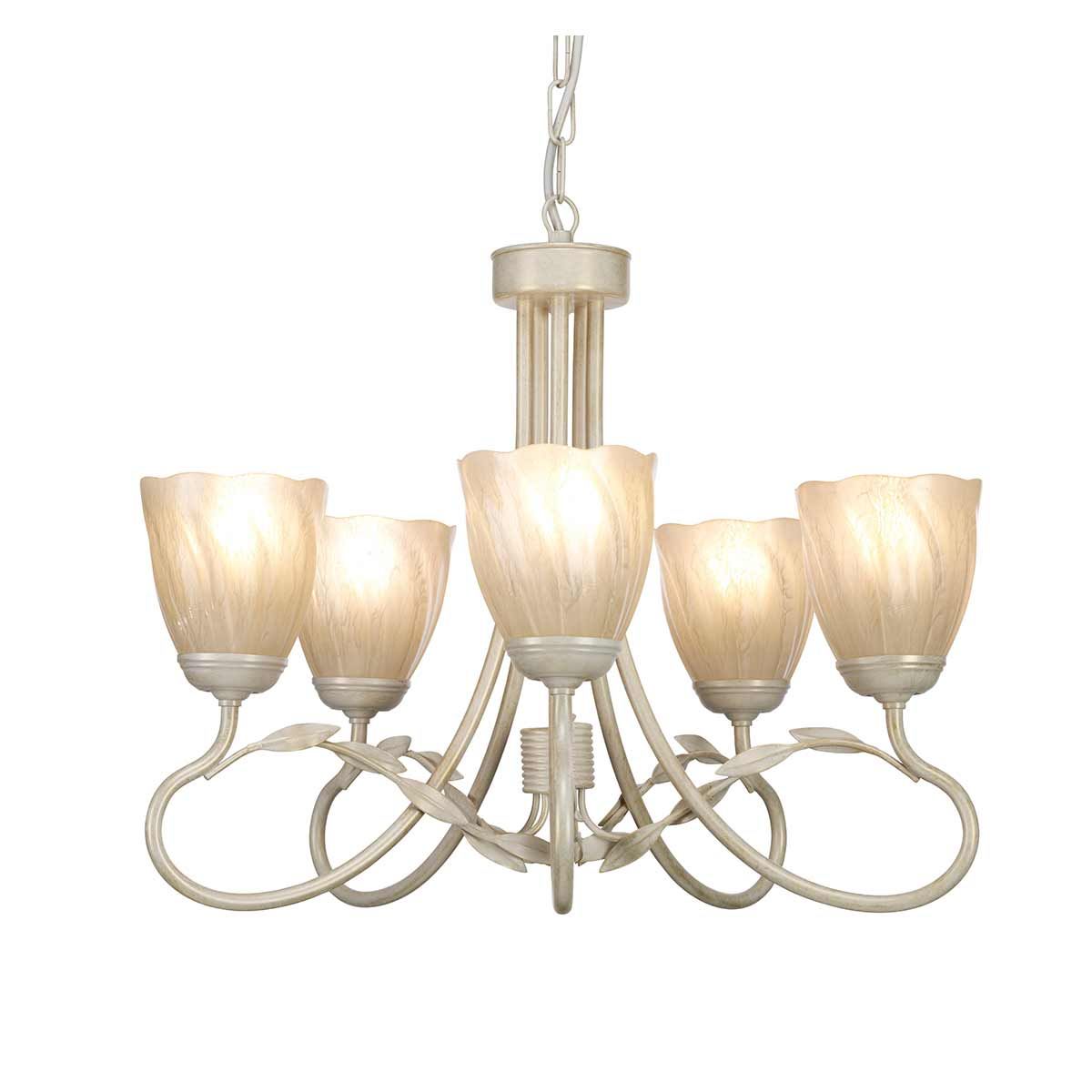 Ivory & Gold Elegance: Olivia 5-Light Chandelier