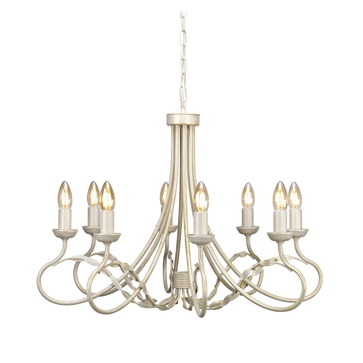 Olivia 8-Light Ivory and Gold Chandelier in Solid Natural Copper