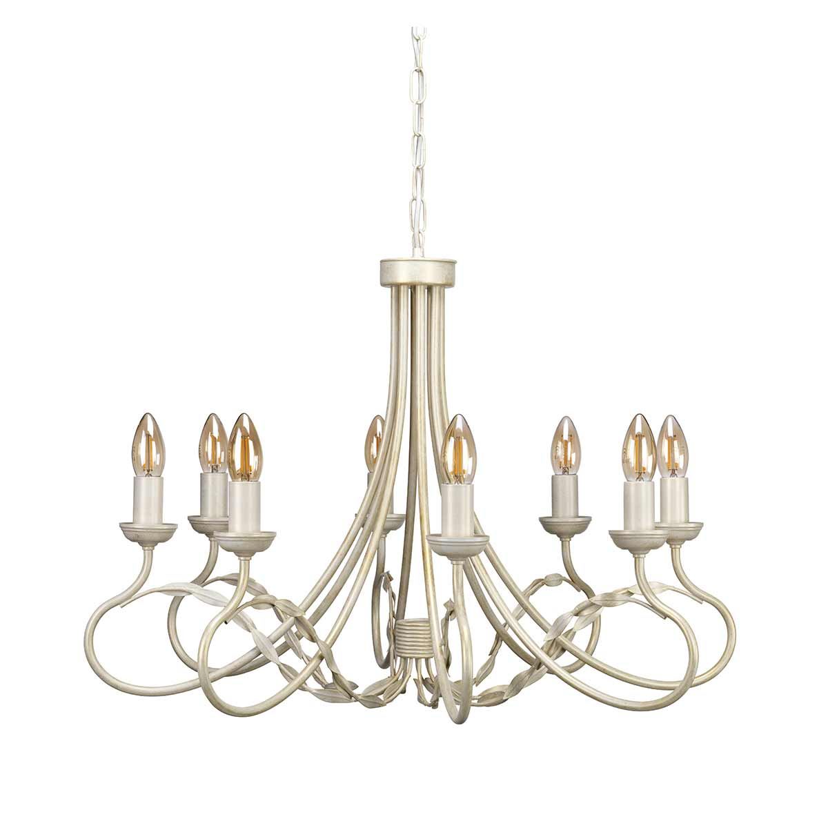 Olivia 8-Light Ivory and Gold Chandelier in Solid Natural Copper
