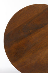 Round Mango Wood Side Table 45x60 cm in Brown Finish