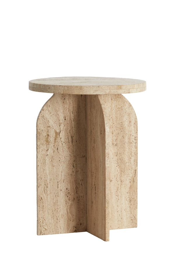 Otinia Travertine Sand Round Side Table Ø41x56 cm
