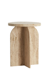 Otinia Travertine Sand Round Side Table Ø41x56 cm