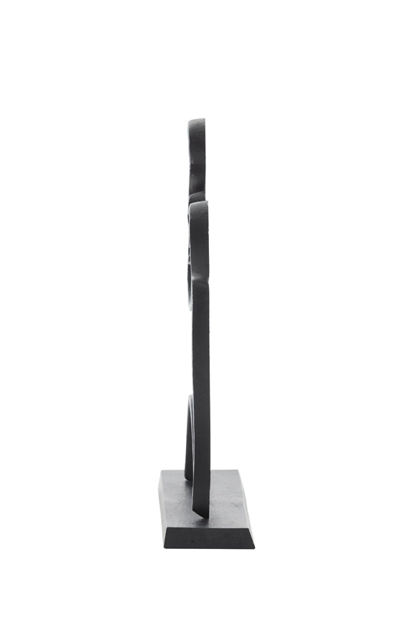 Sculptural Face Ornament on Stand in Matte Black - 28x8x38 cm