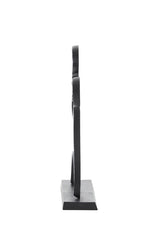 Sculptural Face Ornament on Stand in Matte Black - 28x8x38 cm
