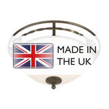 Pembroke Handcrafted Iron Ceiling Bowl Light in Black/Gold Finish