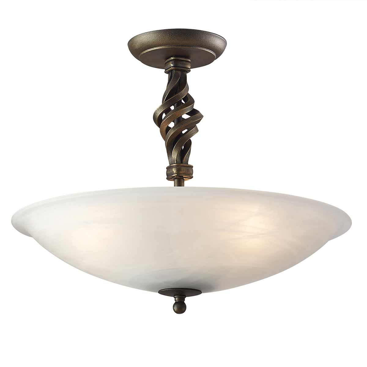 Vintage Spiral Pendant Light in Black and Gold Finish