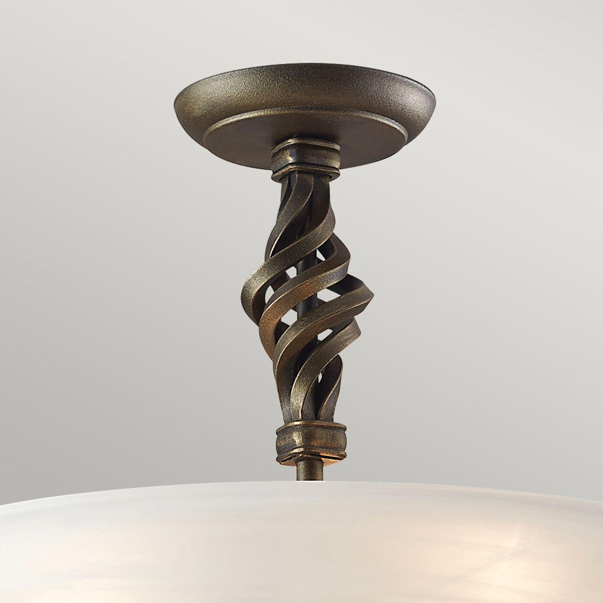 Vintage Spiral Pendant Light in Black and Gold Finish