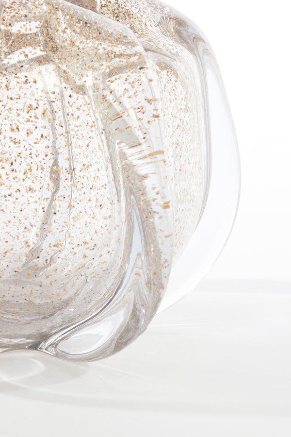 Murela Clear Glass Vase with Shimmering Sand Detail, 21x16 cm