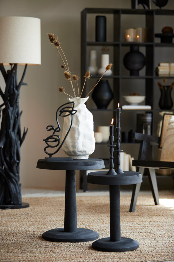 Elegant Black Face Sculpture on Stand, 21x8x40 cm