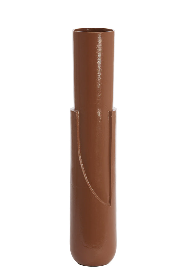 Elegant Tall Terra-Brown Vase Ø13x64 cm - Asego Shiny Design