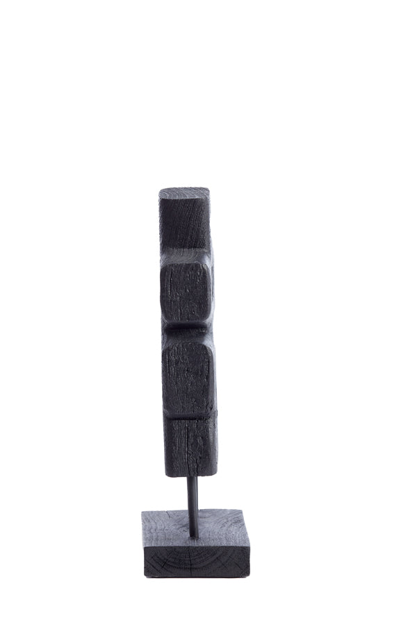 Silia Wooden Ornament on Base - Matte Black, 16x9x33 cm
