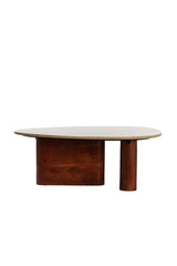 Elegant Sand-and-Brown Travertine Coffee Table - 90x72x31 cm Mahelona
