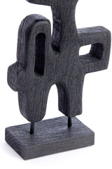 Elegant Black Sala Wood Ornament on Base 20x9.5x38.5 cm