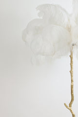 Elegant Feathered Floor Lamp in Gold and White - E14 Ø95x180 cm