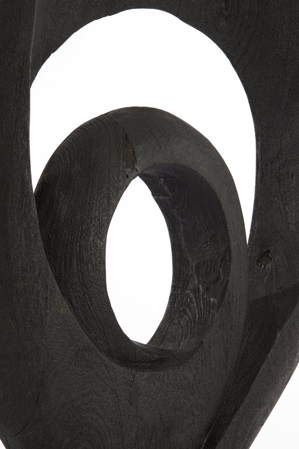 Sculptural Wooden Ornament in Matte Black Finish, 40x14x60 cm